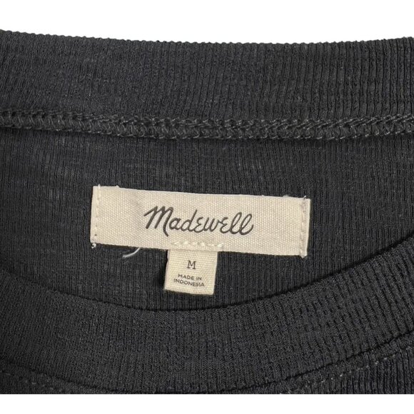 Madewell Women Top Medium Size Gray Eastover Bubble Short Sleeve Stretch NWOT - Picture 5 of 10